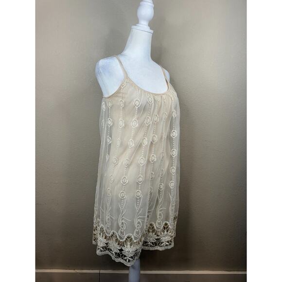 Charming Charlie Women's Lace Mesh Tank Dress Sleeveless Cream Size‎ Small - Picture 5 of 12